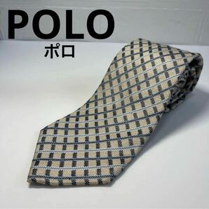 【美品】　POLO ポロ　ネクタイ　チェック柄　ベージュ