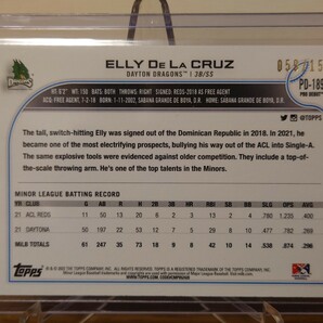 2022 topps pro debut cincinnati reds elly de la cruz blue /150 レッズ エリー・デラクルーズの画像2