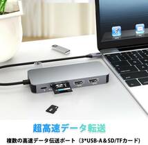 10-in-1 ドッキングステーション HDMI×2＋VGA 3画面拡張　ハブ　Type c　3つUSB-A/PD100W 急速充電/SD＆TFカード/3.5mmミニジャック_画像3