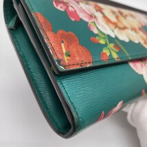 箱付き GUCCI グッチ ブルームス 長財布 財布 花柄 グリーン 緑 レザー_画像4