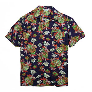 【新品】アロハシャツ オープンカラー レーヨン■ 3L（2XL,XXL）サイズ / ネイビー紺93 ■ボタニカル ハワイアン 花 55202K RB-93