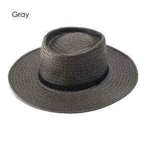 レディース ペーパーカンカン帽HAT/ストローハット/麦わら帽 新品 グレー