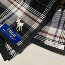 【新品・未使用】★POLO RALPH LAUREN★ポロ ラルフローレン★　ハンカチ　白・ネイビー/チェック柄　日本製　綿100％　100131_画像3