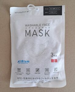 ユニクロ エアリズムマスク 新品未開封品 ブラック ちいさめM UNIQLO AIRism 花粉症 3P