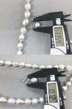 大粒 バロックパール K14WGイヤリング & SILVER刻印 ネックレス セット 真珠 シルバーグレー系 pearl accessory _画像4