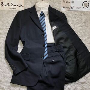 【美品】PAUL SMITH × Marzotto ポールスミス　マルゾット　 セットアップ　スーツ　M ブラック　黒　3B 背抜き　開き見せ　ノーベント　