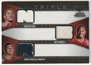 2008-09 UD SP ROOKIE THREADS Derrick Rose/Dorsey/Roberts RC TRIPLE JERSEY