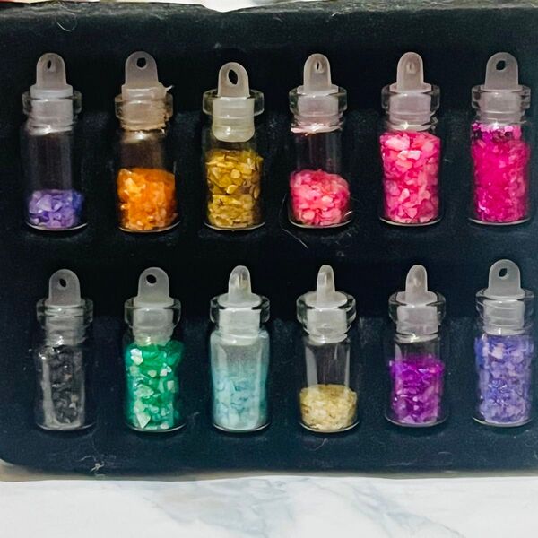 ◎小さめシェルスライス小瓶セット ①ホログラム ハンドメイド ネイルアート レジン