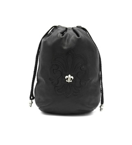 クロムハーツ CHROME HEARTS ■ 【 DRW STRNG SACK BS 】 BS フレア ドロー ストリング サック レザー 巾着 バッグ 32672