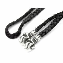 クロムハーツ CHROME HEARTS × ローリングストーンズ ■ 【 LEATHER BRAID 】 レザー ブレード リップアンドタン ネックレス n4576_画像1