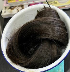 日本人女性、髪束、約50cm、160g、髪の毛、人毛、ヘアドネーション
