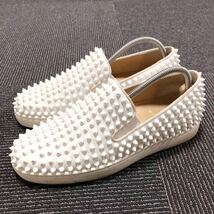 【ルブタン】本物 Louboutin 靴 25cm 白 ローラーボート スタッズ スリッポン スニーカー カジュアルシューズ 本革 レザー 紳士 メンズ 40_画像6