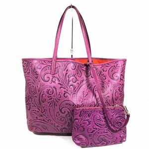 [ Etro ] genuine article ETRO tote bag peiz Lee pattern maru goto shoulder bag original leather men's lady's made in Italy demountable talent pouch attaching 