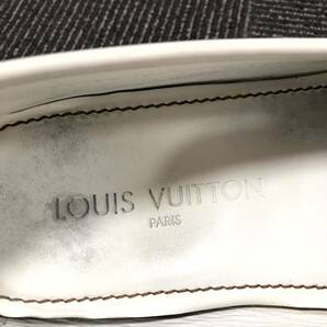 【ルイヴィトン】本物 LOUIS VUITTON 靴 26.5cm 白 モンテカルロ LV金具 ドライビングシューズ スリッポン 本革 レザー メンズ 伊製 8 M 箱の画像9
