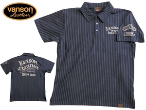 バンソン／vanson／Mサイズ／半袖ポロシャツ／NVPS-2401／ウォバッシュ／新品／送料無料／バイカー／スリースター／刺繍／ワッペン