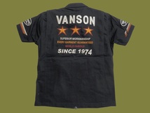 バンソン／vanson／XLサイズ／ツイル半袖シャツ／NVSS-2403／ブラック／新品／送料無料／バイカー／ツイル／ダブルジッパー／スリースター_画像6