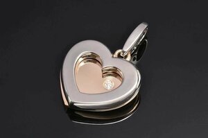  Cartier double Heart pendant charm diamond K18WG K18PG[ beautiful goods ]