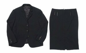  beautiful goods GUCCI Gucci leather ti tail skirt suit setup black black stretch wool lady's 42 38