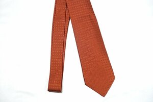 極美品 HERMES エルメス FACONNEE H ファスネ H柄 シルク ネクタイ オレンジ Hロゴ 絹100% 大剣幅約8cm