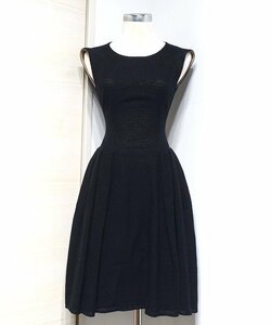 2018年製 定価11.8万 極美品 FOXEY フォクシー Black Mimosa Dress ミモザ ドレス フレア ワンピース 38118 ブラック レディース 38