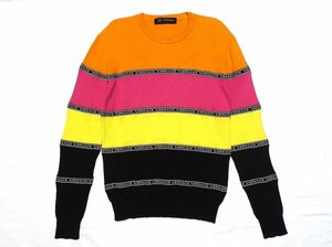 2019 year made beautiful goods VERSACE Versace Logo crew neck border knitted sweater A81366 cotton nylon multicolor men's 44