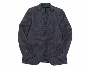  использование немного превосходный товар GUCCI Gucci шерсть шелк linen ho psak tailored jacket 308602 темный темно-синий мужской 48 блейзер 