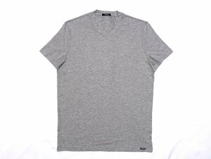 23AW 新品同様 未使用 TOM FORD トムフォード ロゴ クルーネック Tシャツ B4M08-141 ストレッチコットンモダール グレー メンズ M 半袖