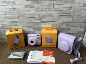 ☆美品　FUJIFILM インスタントカメラ instax mini 12 ライラックパープル、専用ケース、未使用フィルム　コレクション保管品！☆