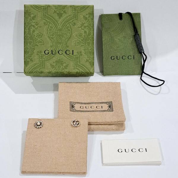 美品　GUCCI　グッチ　SILVER925　ダブルG　フラワー　シルバーピアス