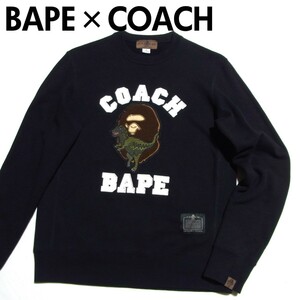 A BATHING APE × COACH REXY CREWNECK BAPE Ape Coach sweat sweatshirt M black black 