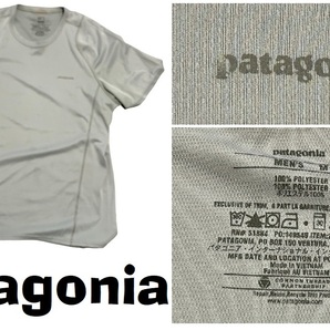 新品同然パタゴニアPatagoniaプリント入りトレーニングTシャツ★グレー★Mの画像1