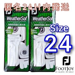 Fjウェザーソフ24cm白2枚セット フットジョイ ゴルフグローブ ウエザーソフFOOTJOY 