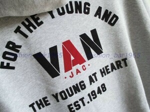  редкий *VAN JAC Van ja Kett * арка Logo flocky принт & Logo вышивка * Zip Parker серый L/ тренировочный ivy SCENE Kent