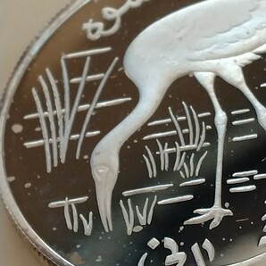 アフガニスタン 1978 500アフガニ銀貨プルーフ Conservation−Siberian Craneの画像8