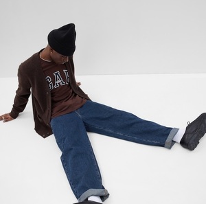 GAP/ギャップ/24SS/ウォッシュウェル/バギーフィット/デニムパンツ/ワイドテーパードデニムパンツ/29×30/ジッパーフライ