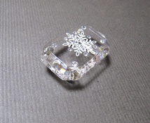 雪の結晶　彫刻　クリア　ビーズ飾り　八角　帯留　着物　帯飾り　和装アクセサリー_画像2