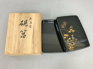  inkstone case .. lacquer wheel island paint Ishikawa prefecture box to hold letters unused 2404LT010