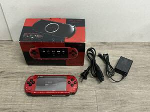 ☆ PSP ☆ プレイステーションポータブル PSP-3000 レッドブラック 動作品 本体 アダプター 箱 付属 Playstation Portable 2445