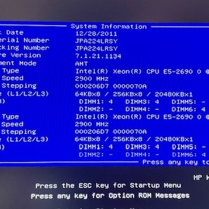 W117☆ HP Z820 ワークステーション Xeon E5-2690 2.90GHz ×2 2基 メモリー32GB グラフィックボード搭載 BIOS サーバー の画像3