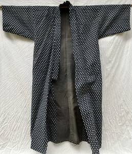 激渋 和ガウン 総柄 絣 木綿 もめん 手差し 着物 KIMONO 単衣 羽織 ジャパンヴィンテージ JAPAN VINTAGE 日本の古い服 ANTIQUES 30s40s50s