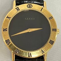 ※※稼働 GUCCI グッチ 腕時計 3000.2.M クオーツ ブラック文字盤 黒文字盤 GP ゴールドカラー 純正尾錠 社外ベルト メンズ ユニセックス※_画像1