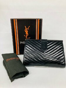 【希少品】◎Yves Saint Laurent イヴサンローラン　レザー クラッチバッグ ハンドバッグ ブラック ユニセックス◎