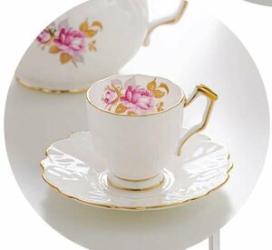 Aynsley エインズレイ　イギリス　洋食器　茶器　ティーカップ＆ソーサー　セット　薔薇柄　薔薇　　お祝い　プレゼント　