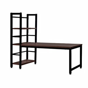 [ Brown ]H type PC desk low type one body rack attaching desk Work desk wooden study desk 