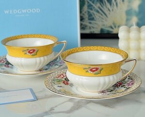 ウェッジウッド wedgwood ティーカップ＆ソーサー　2客セット　洋食器 インテリア コーヒーカップ ティーカップ イエロー