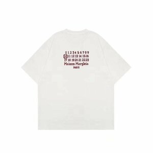 送料無料　MM6　メンズ　Tシャツ　無地　数字　文字ロゴ　半袖　丸首　1729-L