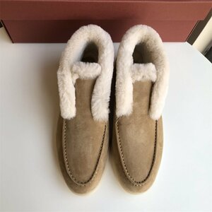 Loro Piana　ロロピアーナ　靴　レディース　ブーツ　ハイカット　ボア　防寒　レザー　スエード　35-40　サイズ選択可能　3273