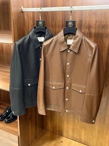 ブルネロクチネリ　BRUNELLO CUCINELLI メンズ　革ジャケット　フライトジャケット　ラムスキン　ブラウン　M-3XL　サイズ選択可能　2456