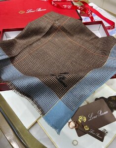 loropiana　ロロピアーナ　レディース　カシミア　ストール　マフラー　刺繍ロゴ　110*110cm　箱付き　3134