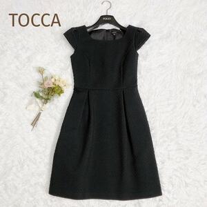 美品☆TOCCA☆トッカ　タック入り フレンチスリーブワンピース Aライン サイズ0